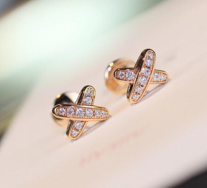 2024 Luxurious quality corss style with diamond for women wedding jewelry gift in 18k rose gold and silver plated PS4486