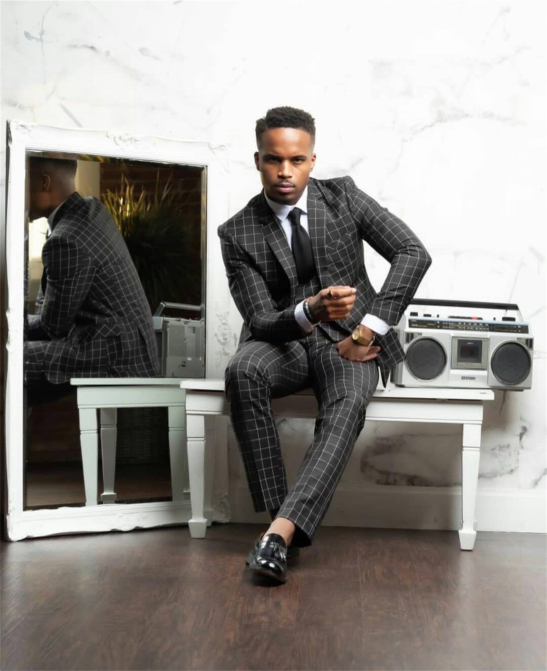 black check mens business suits 3 pieces groom best man pants suit formal wedding tailored blazer jacket jacketvestpants