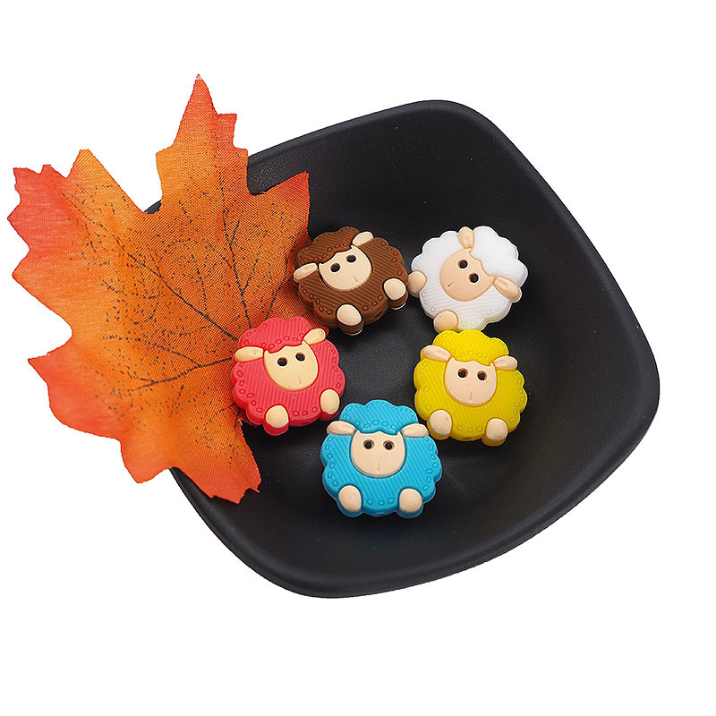 Chenkai 10PCS Silicone Sheep Beads Baby Chewing Pendant Nursing Sensory Teething Pacifier DIY Necklace Chain Nursing Accessories Y1221