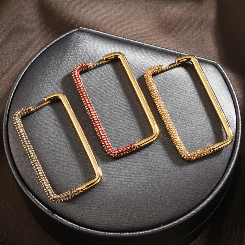 New Luxury Fashion Modern Simple Single Big Square Hoop Earring Color Zircon Geometric Rectangular Earrings For Woman Zk30
New Luxury Fashion Modern Simple Single Big Square Hoop Earring Color Zircon Geometric Rectangular Earrings For Woman Zk30