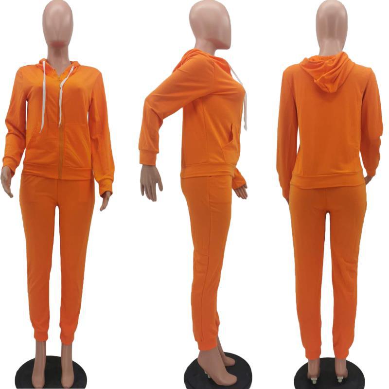 Fashion women's autumn and winter new leisure hooded sweater sports suit two-piece suit