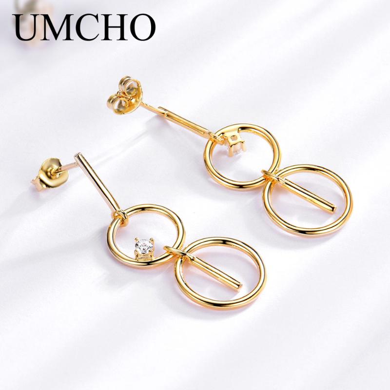 UMCHO Real 925 Sterling Silver Drop Earrings For Women Yellow Gold Color Wedding Jewelry Circle Dangle Earrings Christmas Gift
UMCHO Real 925 Sterling Silver Drop Earrings For Women Yellow Gold Color Wedding Jewelry Circle Dangle Earrings Christmas Gift