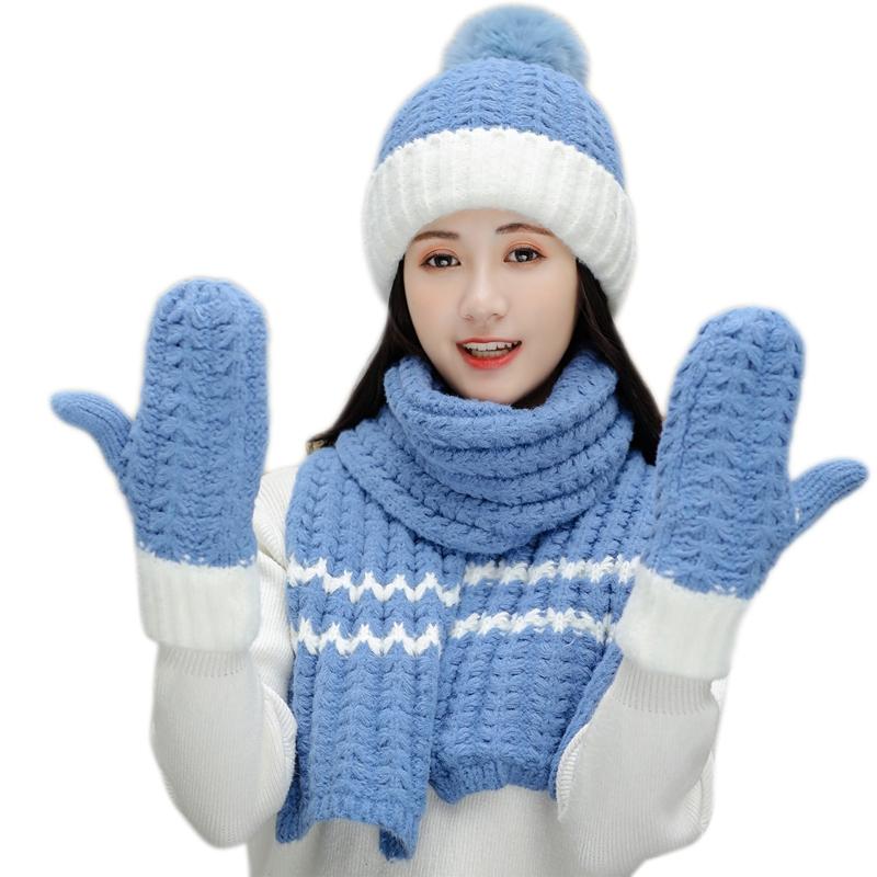 Hats, Scarves & Gloves Sets Women Winter 3Pcs Pompom Beanie Hat Long Scarf Set Contrast Color Chunky Knit Plush Lined Skull Cap Neck Warmer
Hats, Scarves & Gloves Sets Women Winter 3Pcs Pompom Beanie Hat Long Scarf Set Contrast Color Chunky Knit Plush Lined Skull Cap Neck Warmer