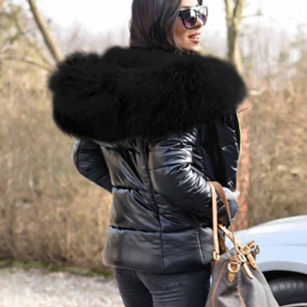 Cotton Padded Jacket Parkas Female Women Winter Coat Thickening Cotton Winter Jacket Womens Black Faux Fur Outwear Silm 201029