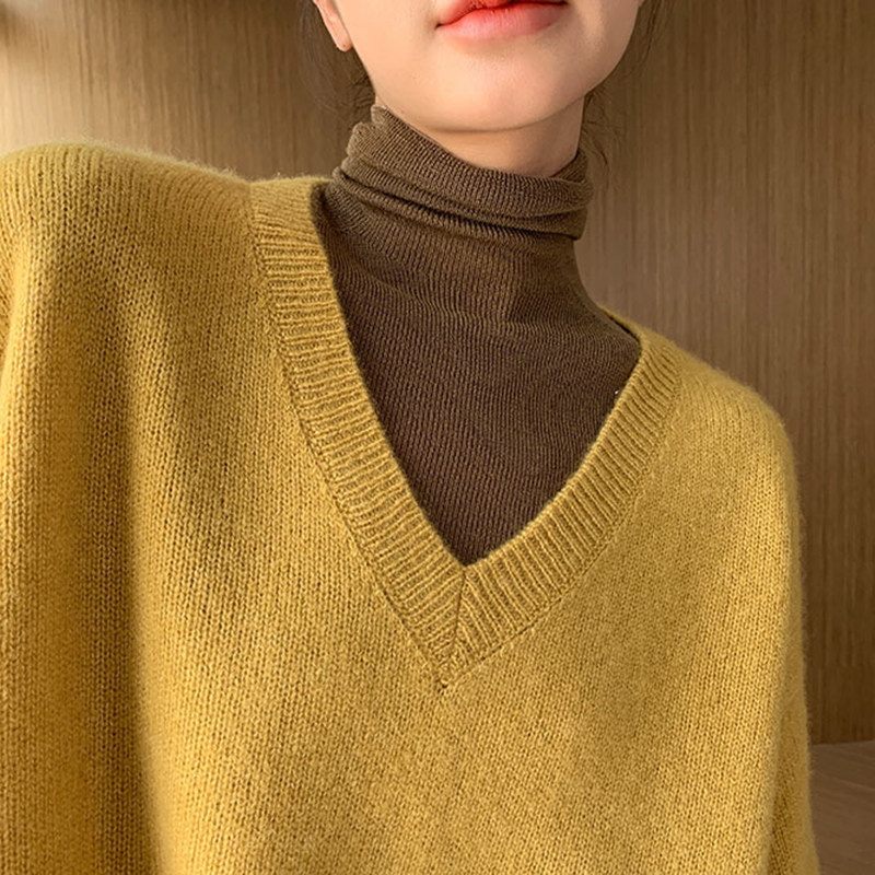 Smpevrg cashmere sweater women sweaters and pullovers long sleeve V-neck loose female pullover women knitted jumpers pull femme T200113