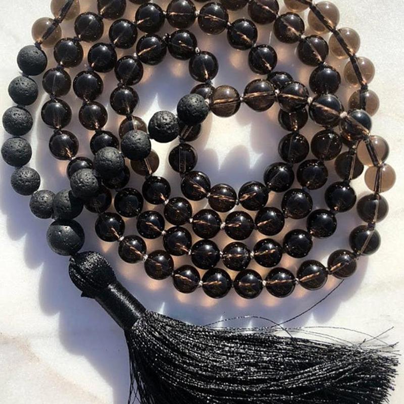 8mm Black Stone Knotted Japa Mala Necklace 108 Prayer beads 8mm Lava & Smokey Q-uartz Mala Beads Necklace
8mm Black Stone Knotted Japa Mala Necklace 108 Prayer beads 8mm Lava & Smokey Q-uartz Mala Beads Necklace