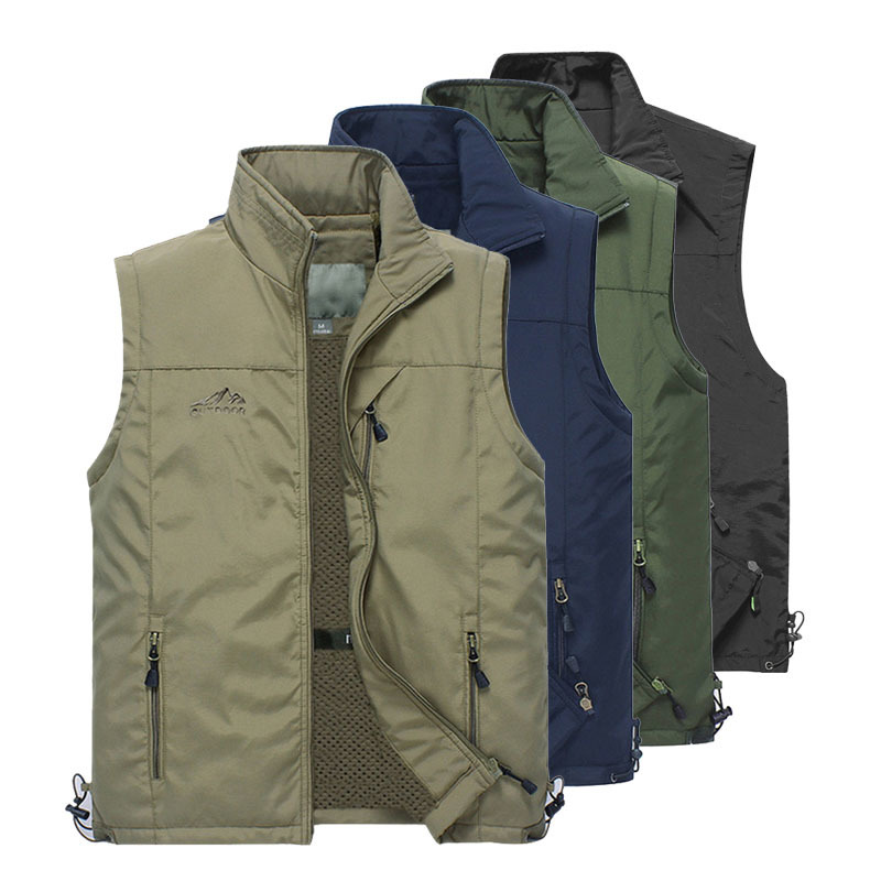 Summer Mesh Thin Multi Pocket Vest For Male Big Size Male Casual 4 Colors Sleeveless Jacket With Many Pockets Reporter Waistcoat 201120