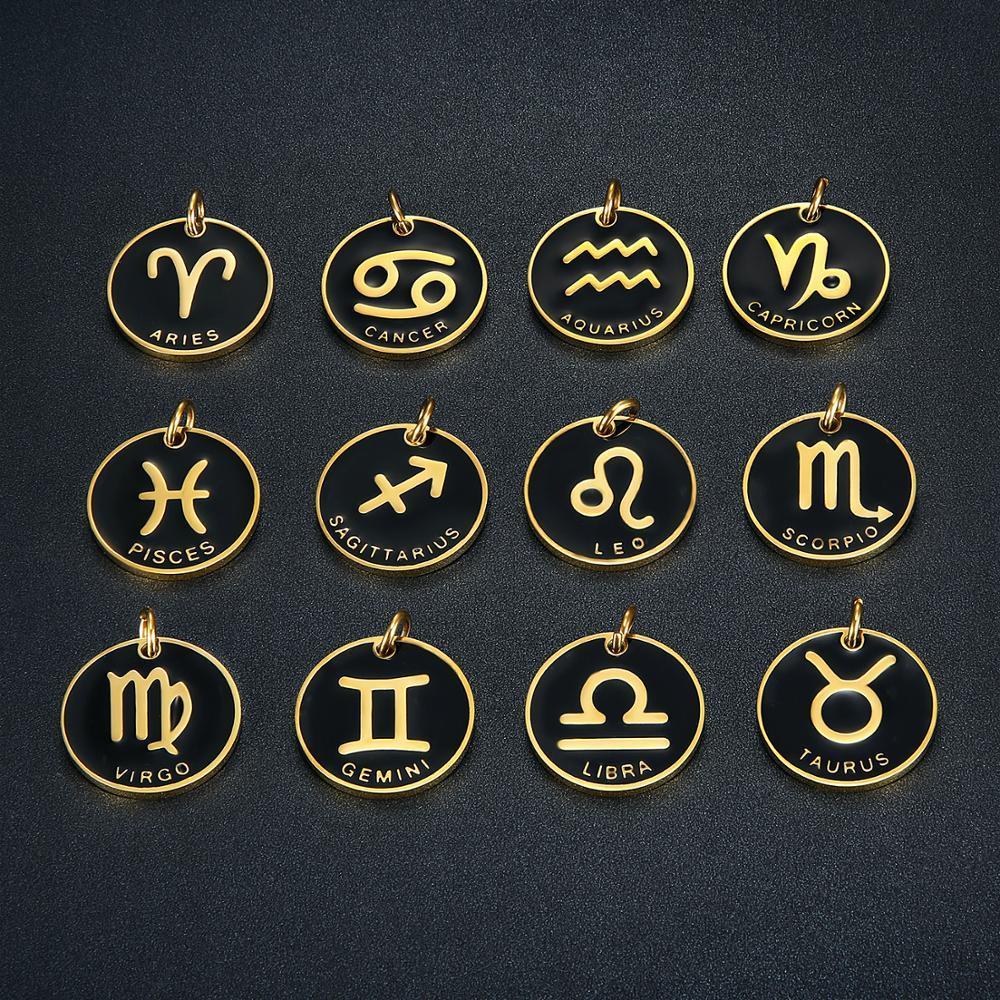 Zodiac Sign 12 Pendant Necklace for Women Men Gold Color Stainless Steel Womens Mens Chain Gift Fashion Jewelry 201013