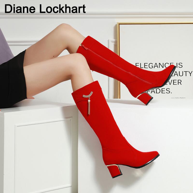 Elegant Knee High Boots Women Shoes Woman Fashion High Heels Winter Party Tassel Boots Black Red Bottine Mujer Large Size 32-43
Elegant Knee High Boots Women Shoes Woman Fashion High Heels Winter Party Tassel Boots Black Red Bottine Mujer Large Size 32-43
