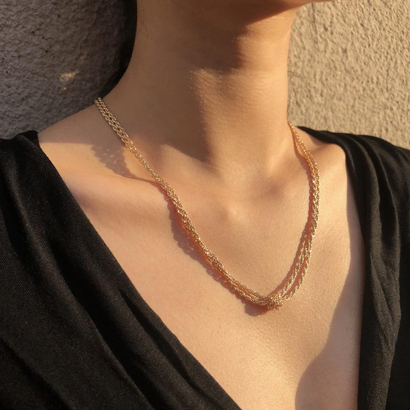 Vintage Twist Chain Necklace For Women Simple Gold Color Knot Multilayer Necklace Punk Hip Hop Jewelry Fashion Accessories
Vintage Twist Chain Necklace For Women Simple Gold Color Knot Multilayer Necklace Punk Hip Hop Jewelry Fashion Accessories