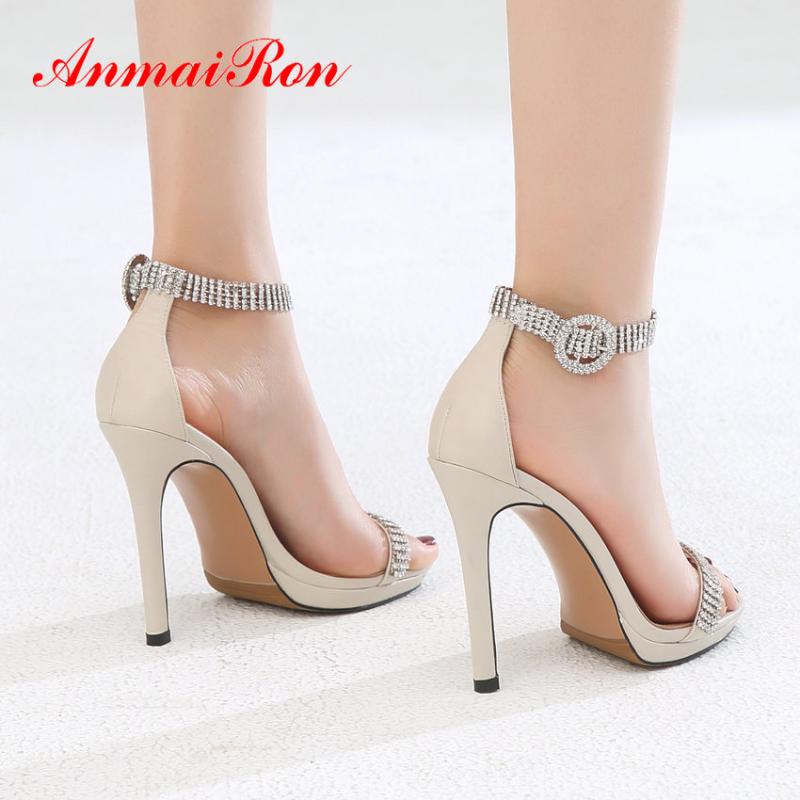 ANMAIRON Elegant Crystal Wedding Shoes Buckle Strap Party Genuine Leather High Heels Sandals Women Solid Sexy Women Shoes 34-40, Beige
ANMAIRON Elegant Crystal Wedding Shoes Buckle Strap Party Genuine Leather High Heels Sandals Women Solid Sexy Women Shoes 34-40, Beige