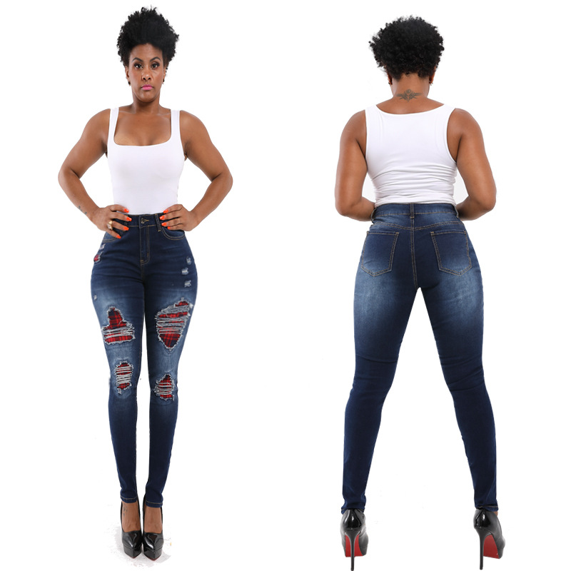 Women Stretch Ripped Distressed Skinny High Waist Denim Pants Shredded Jeans Trousers Slim Jeggings Female Spring Autumn Wear