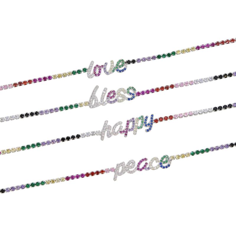 fashion rainbow cz tennis chain with letter peace love hope bless charm paved choker short necklace tiny thin chain for wedding
fashion rainbow cz tennis chain with letter peace love hope bless charm paved choker short necklace tiny thin chain for wedding