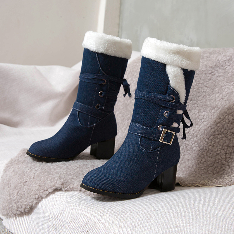2021 New Arrival Winter Denim Warm Ladies Add Fur Mid-calf Boots High Heels Women Shoes Large Size 34-43 Gxk2, Blue
2021 New Arrival Winter Denim Warm Ladies Add Fur Mid-calf Boots High Heels Women Shoes Large Size 34-43 Gxk2, Blue