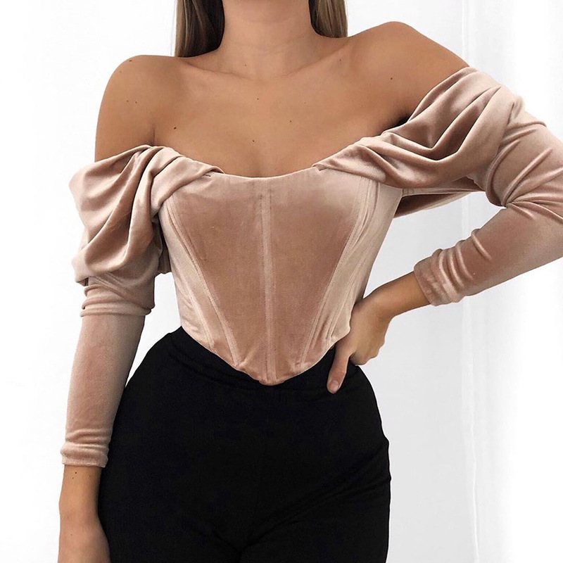 Velvet Blouse Women Autumn Vintage Long Sleeve Ruched Off Shoulder Corset Style Tops Ladies Winter Sexy Shirt NAG768, White
Velvet Blouse Women Autumn Vintage Long Sleeve Ruched Off Shoulder Corset Style Tops Ladies Winter Sexy Shirt NAG768, White