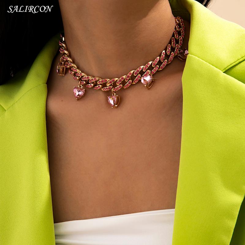 Kpop Luxury Crystal Heart Pendant Choker Necklace Punk Aesthetic Rhinestone Miami Cuban Chain Necklace for Women Jewelry Gifts
Kpop Luxury Crystal Heart Pendant Choker Necklace Punk Aesthetic Rhinestone Miami Cuban Chain Necklace for Women Jewelry Gifts