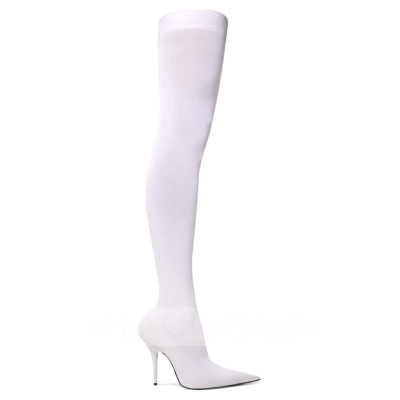 Hot Sale-Thigh High Boots for women Stiletto heel Sock Motorcycle Boots Hot Fall Winter