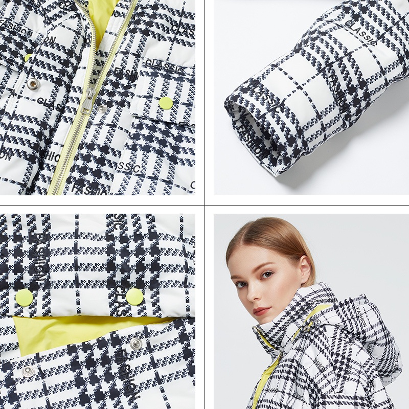 Astrid New Winter Women's coat women warm short parka fashion thick Plaid Jacket hooded large sizes female clothing ZR-7242 201217