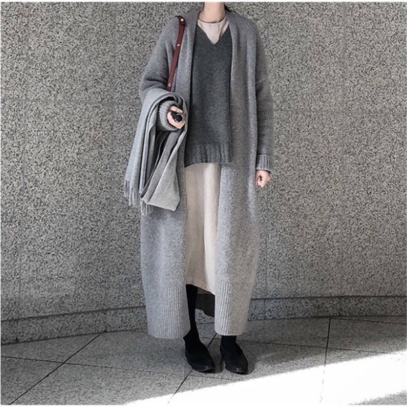 Winter Sweater Women Cardigan Long Sleeve Girls Tops Simple Autumn New Female Elegant Knitted Outerwear Sweater Warm plus size 201221