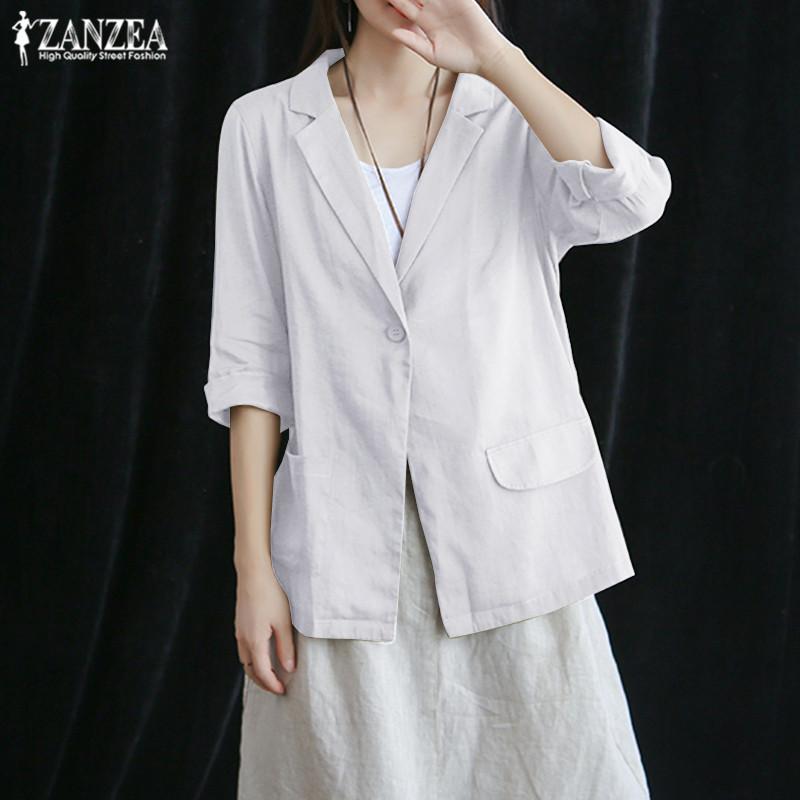 Women' Blazers ZANZEA 2020 Elegant Coats Fashion 3/4 Sleeve Shirts Outwaer Female Single-button Jackets Plus Size Cotton Tunic, Black
Women' Blazers ZANZEA 2020 Elegant Coats Fashion 3/4 Sleeve Shirts Outwaer Female Single-button Jackets Plus Size Cotton Tunic, Black