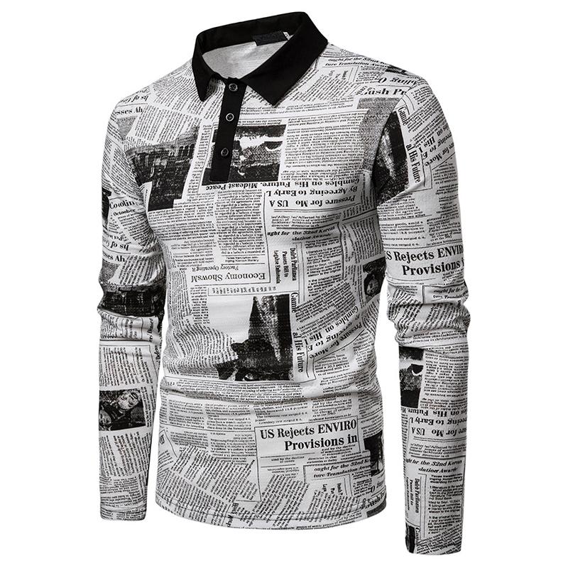 Nice Spring New Men long-sleeved Shirt Newspaper Black And White Printing Casual Shirt Men Lapel Fashion Jersey, Bai-se
Nice Spring New Men long-sleeved Shirt Newspaper Black And White Printing Casual Shirt Men Lapel Fashion Jersey, Bai-se