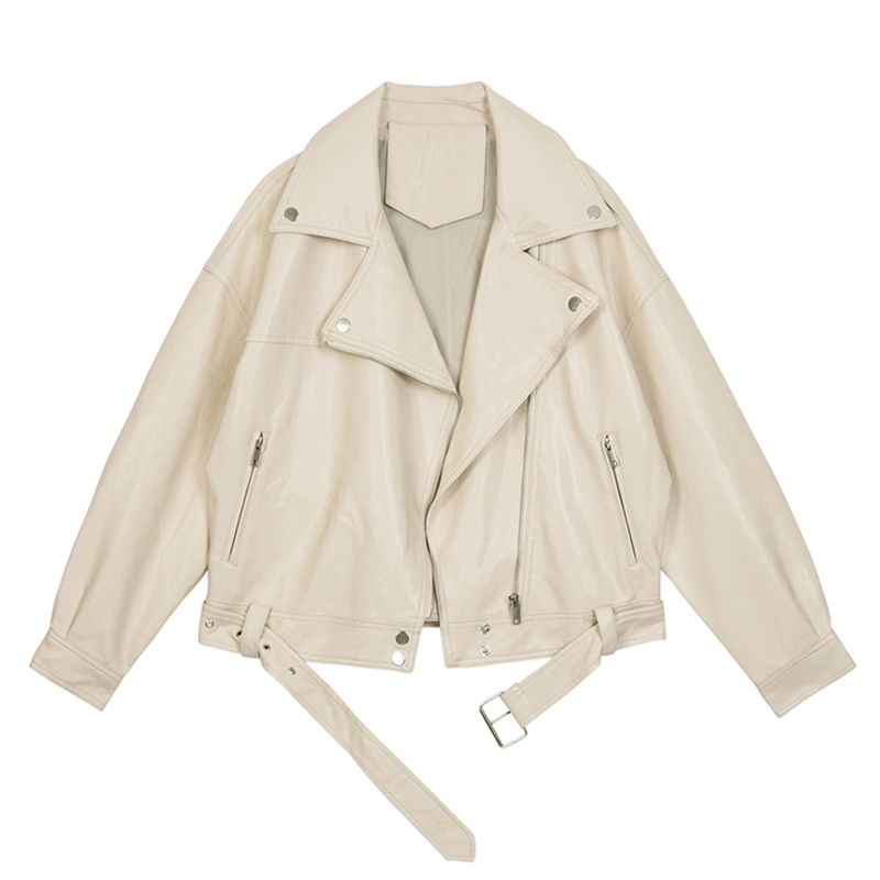 Ailegogo New Autumn Women Pu Leather Motorcycle Jacket Female With Belt Solid Color Lady Loose Casual BF Style Coat Outwear 210201, Beige
Ailegogo New Autumn Women Pu Leather Motorcycle Jacket Female With Belt Solid Color Lady Loose Casual BF Style Coat Outwear 210201, Beige