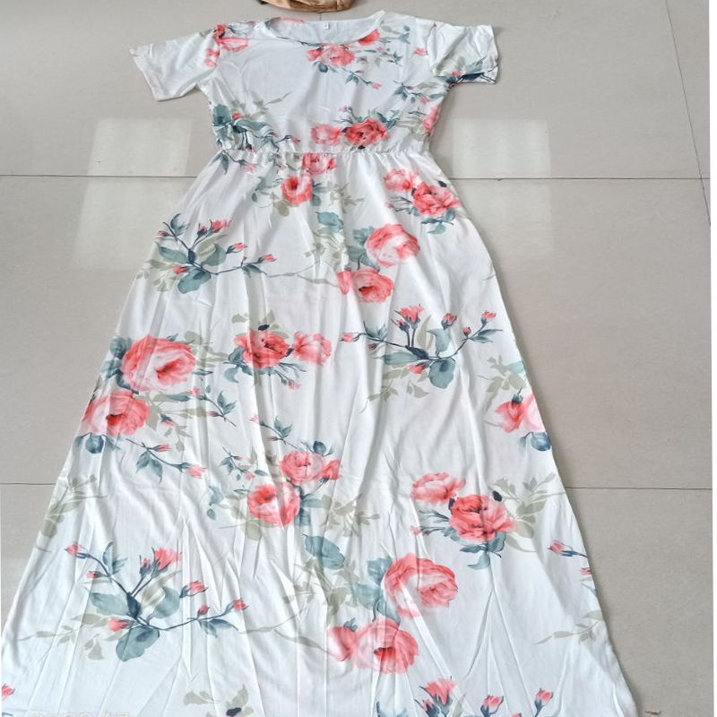 LongWomen's and winter new European and American printed longsleeved pocket dress round neck waist dress T200911