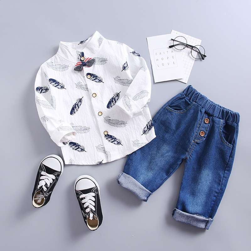 Spring Autumn New Children Sports Clothes Baby Boy Girl Casual T-Shirt Jeans Pants Toddler Fashion Clothing Kids Tracksuits Y1107