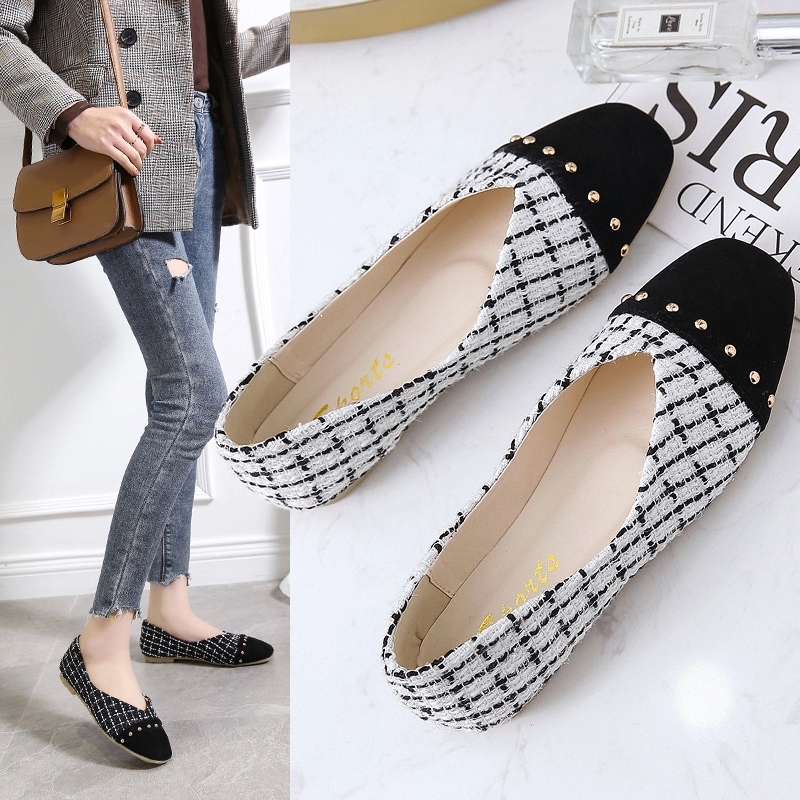 Women Flats 2020 Autumn New Plaid fabric Slip on Flat Shoes Patchwork Ballet Flats Rivet Ladies Shoes Shallow Single 8582N #Wt4B, Black
Women Flats 2020 Autumn New Plaid fabric Slip on Flat Shoes Patchwork Ballet Flats Rivet Ladies Shoes Shallow Single 8582N #Wt4B, Black