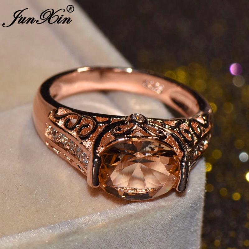JUNXIN Unique Female Champagne Oval Finger Ring Fashion Rose Gold Filled Jewelry Vintage Wedding Rings For Women
JUNXIN Unique Female Champagne Oval Finger Ring Fashion Rose Gold Filled Jewelry Vintage Wedding Rings For Women