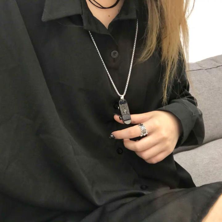 Punk Skateboard Cross Stainless Steel Chains Necklaces Men Jewerly Gold Silver Color Gothic Necklaces & Pendants collier