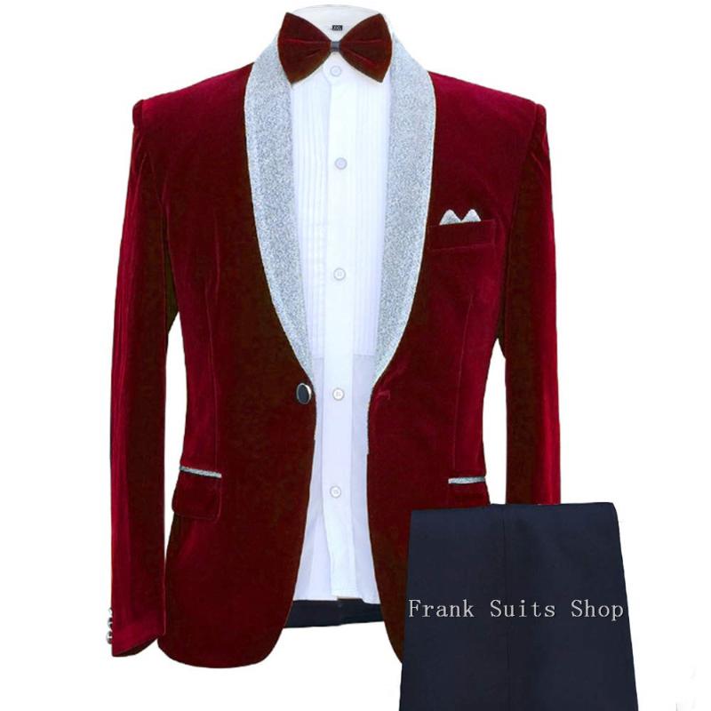 New Fashion Wine Red Velvet Jacket Black Pants Groom Tuxedos Shawl Lapel Best Men Suit Prom Wedding Tuxedos (Jacket+Pants, As picture
New Fashion Wine Red Velvet Jacket Black Pants Groom Tuxedos Shawl Lapel Best Men Suit Prom Wedding Tuxedos (Jacket+Pants, As picture