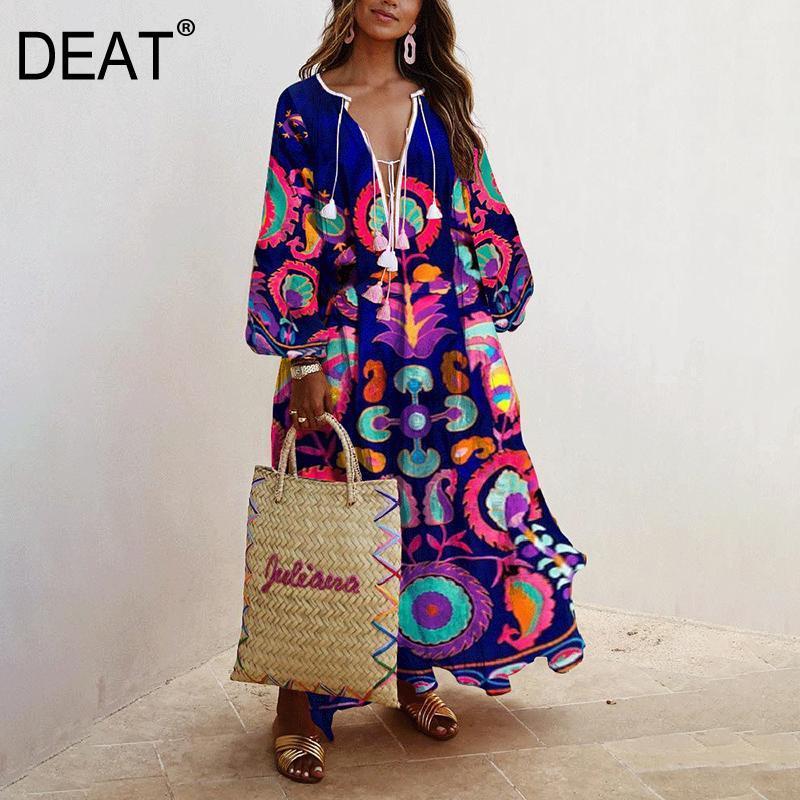 Casual Dresses Dress Women Floral Print Tassel Large Size Puff Sleeve Deep V Collar Style Long Length 2022 Summer Fashion HC2591, Light blue
Casual Dresses Dress Women Floral Print Tassel Large Size Puff Sleeve Deep V Collar Style Long Length 2022 Summer Fashion HC2591, Light blue