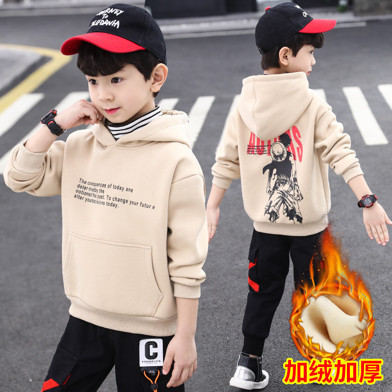 Children's sweater 2020 autumn and winter models boy big children Korean version of the letter print hooded cartoon hood plus velvet jacket, Blue
Children's sweater 2020 autumn and winter models boy big children Korean version of the letter print hooded cartoon hood plus velvet jacket, Blue