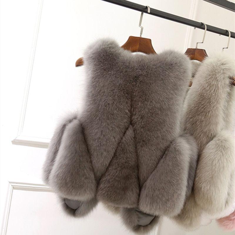Women's Faux Fur Sleeveless Vest, Winter Warm Fluffy Gilet, V-Neck Open Jacket, Plus Size 4Xl