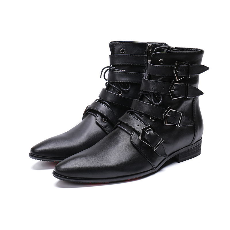 2020 Autumn Men's Winter Genuine Ankle Boots and Buckle Safety Strap Chaussures Shoes I8xe, The picture