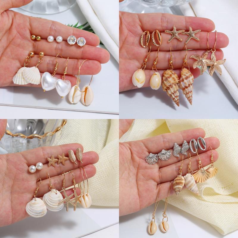 6 Pairs/set Shell Hoops Earrings Pearl Scallop Dangle Earrings For Women 2020 Fashion Beach Jewelry Wedding Love Pearl Earring1
6 Pairs/set Shell Hoops Earrings Pearl Scallop Dangle Earrings For Women 2020 Fashion Beach Jewelry Wedding Love Pearl Earring1