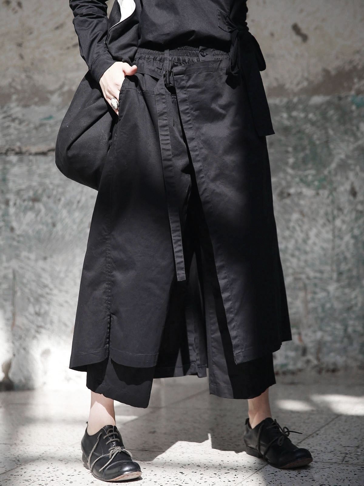 [EAM] New Spring High Elastic Waist Black Loose Vent Loose Long Wide Leg Pants Trousers Women Fashion Tide JI084 201109