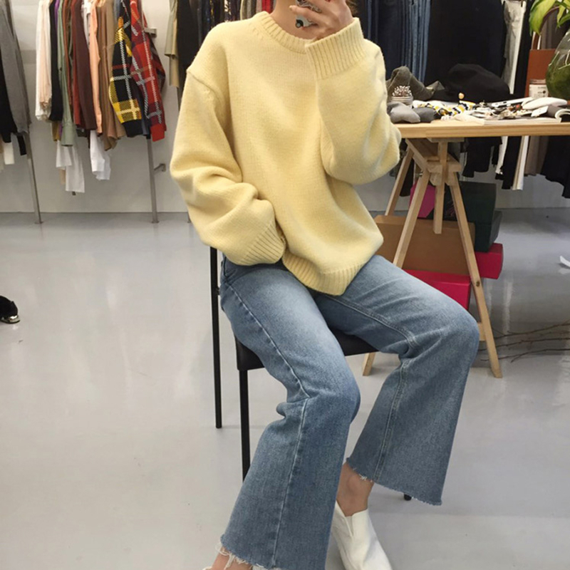 Colorfaith Autumn Winter Women Sweater Pullovers Minimalist Oversize Solid Color Knitted Elegant Ladies Jumpers SW1923 201017