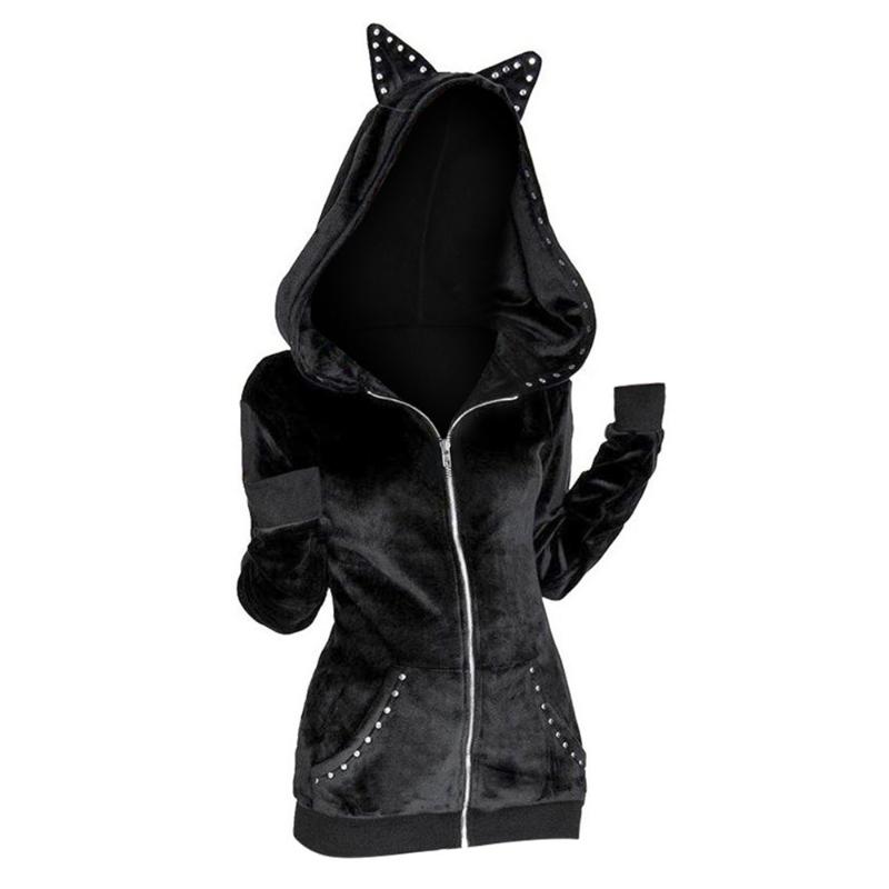 New Arrival Cat Lovers Women Hooded Gothic Coats Rivet Ear Pockets Zip Jackets 4 Colors Plus Size ~3XL Long Sleeves Outwear, Black
New Arrival Cat Lovers Women Hooded Gothic Coats Rivet Ear Pockets Zip Jackets 4 Colors Plus Size ~3XL Long Sleeves Outwear, Black