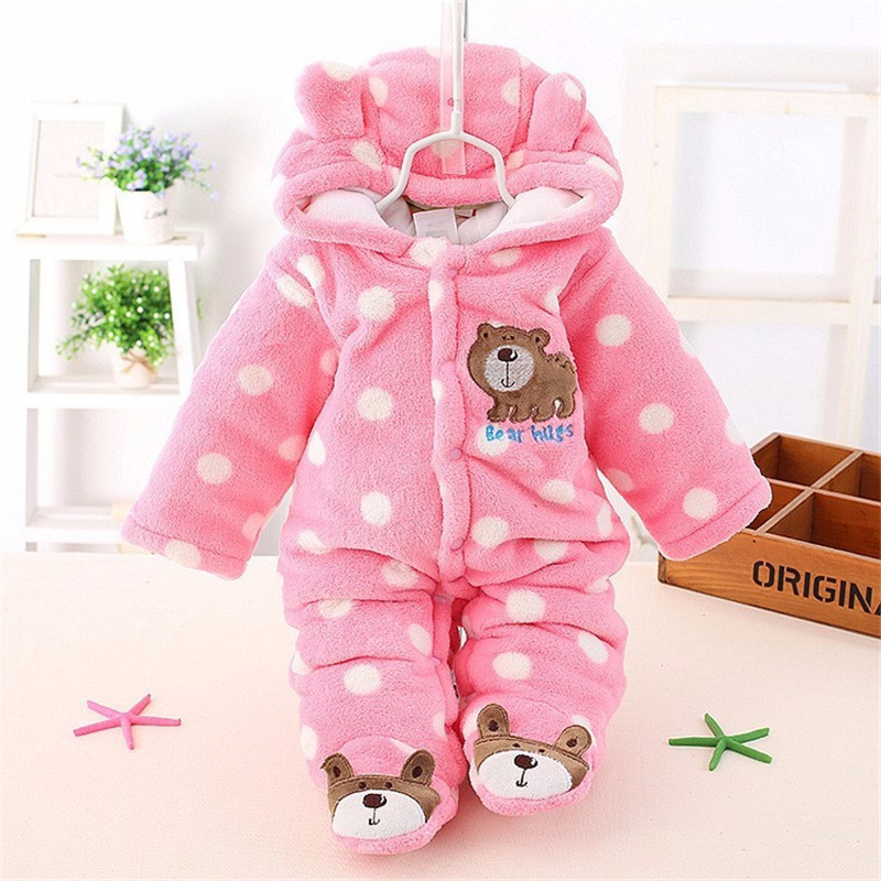 BibiCola Autumn Infant Clothing Newborn Baby Girls Warm Thick Rompers Baby Girl Jumpsuits Kids Sport Suit Baby Pajamas 201028