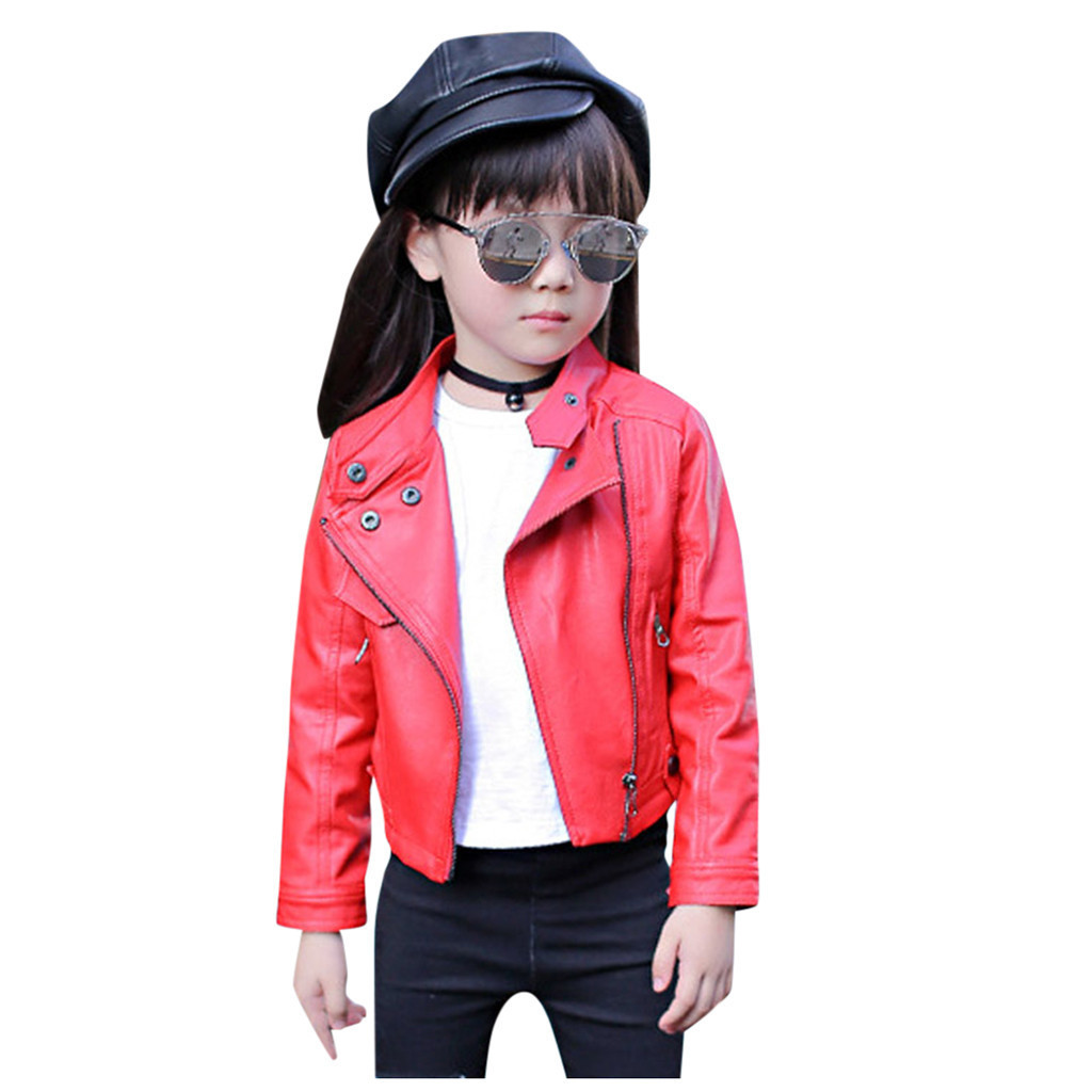 Boys and girls autumn and winter long sleeve jackets Toddler kids PU leather jacket Fashion children's jacket zipper coat#LR2 201126