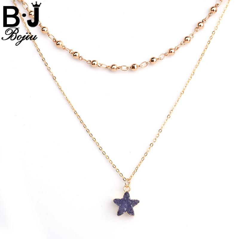 BOJIU Star Pendant Necklaces Natural Stone Copper Beads Cable Chain Two Layers Choker Necklace For Women Fashion Jewelry NKS114
BOJIU Star Pendant Necklaces Natural Stone Copper Beads Cable Chain Two Layers Choker Necklace For Women Fashion Jewelry NKS114