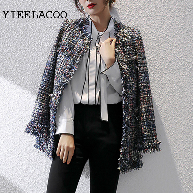Black Women's Jacket Tweed Holiday Spring/Autumn/Winter Jacketr T Business Classic Ladies One Piece Jacket Coat 201029