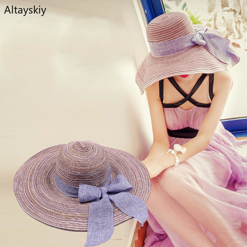 Sun Hats Women New Straw Floral Sunshade Wide Brim Ribbon Bow Summer Beach Womens Hat Trendy Korean Style Elegant Lady All-match, 20
Sun Hats Women New Straw Floral Sunshade Wide Brim Ribbon Bow Summer Beach Womens Hat Trendy Korean Style Elegant Lady All-match, 20