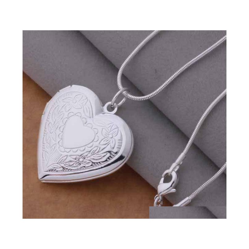 24Pcs Mix 12 Styles 925 Silver Plated Heart And Pendant Necklace Fashion Jewelry Valentines Gift Photo Locket Ne51 Vsyxb