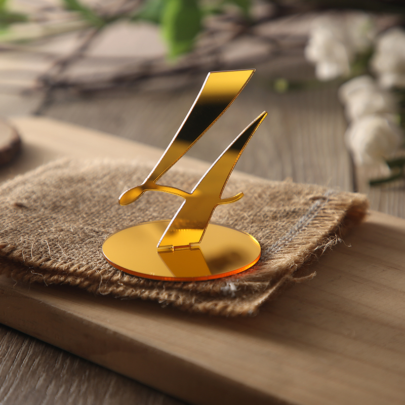 10pcs Wedding Table Numbers decoration for Wedding centerpieces Gold Mirror Acrylic Signs Reception number decor Freestanding 200929