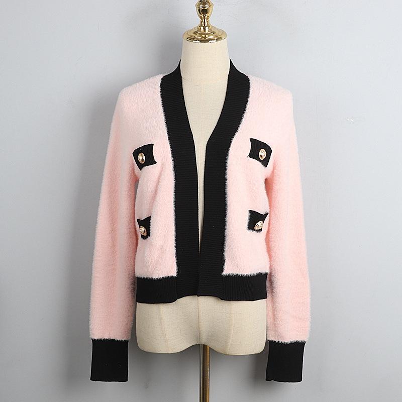 Women' Knits & Tees High Quality 2021 Dehaired Angora Short Outerwear Women Contrast Color Button Patchwork Cardigan Sweater 3 Colors, Black
Women' Knits & Tees High Quality 2021 Dehaired Angora Short Outerwear Women Contrast Color Button Patchwork Cardigan Sweater 3 Colors, Black