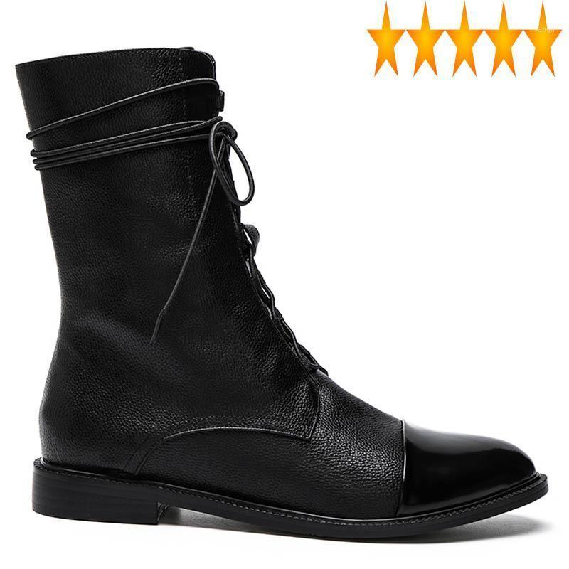 Lace Autumn Winter Designer New Up Womens Mid Calf Boots Fashion British Round Toe Black Cross Tied Female Flat Boot Streetwear1
Lace Autumn Winter Designer New Up Womens Mid Calf Boots Fashion British Round Toe Black Cross Tied Female Flat Boot Streetwear1