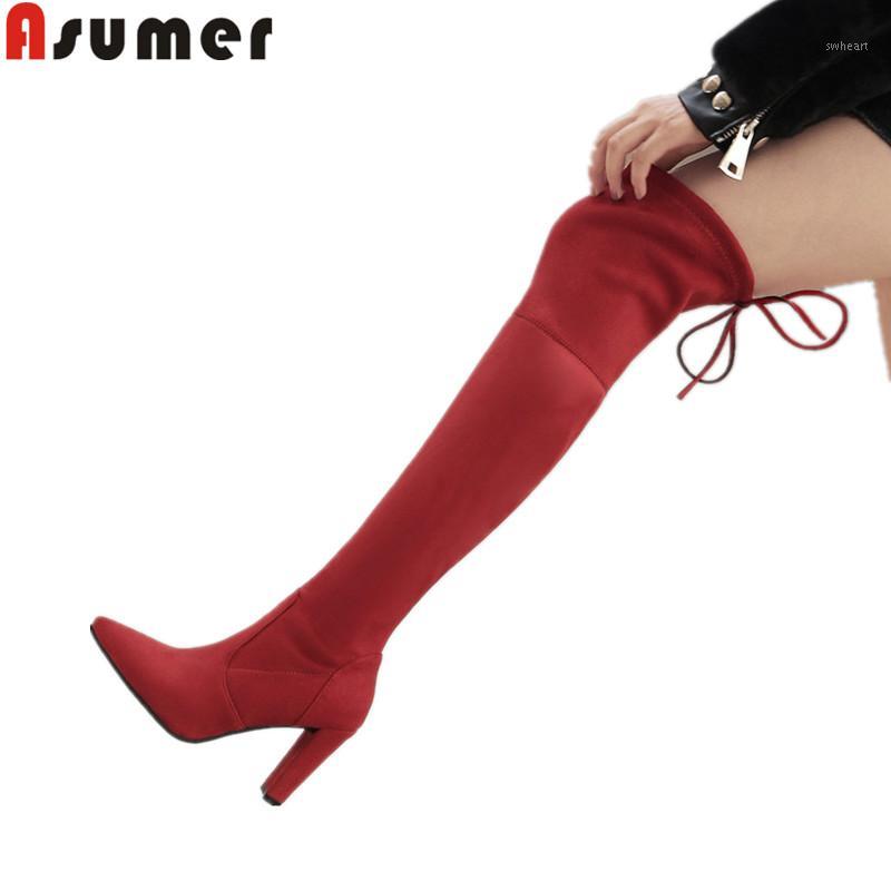 ASUMER 2020 fashion over the knee boots pointed toe zip flock cross tied thick high heels autumn winter boots ladies shoes woman1, Black
ASUMER 2020 fashion over the knee boots pointed toe zip flock cross tied thick high heels autumn winter boots ladies shoes woman1, Black